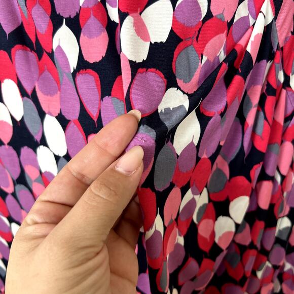 Boden Women Size US10L Bella Geometric Print Jersey Knit Dress Pink/Gray Midi - Picture 3 of 12